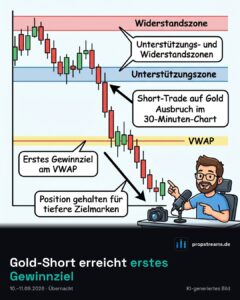 Gold-Short erreicht erstes Gewinnziel