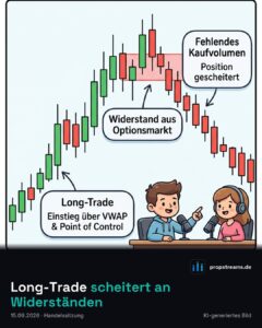 Long-Trade scheitert an Widerständen